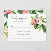 Carte de réponse RSVP florale tropicale (Devant / Derrière)
