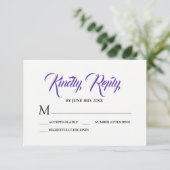 Carte de réponse RSVP Florale violet blanc (Debout devant)