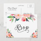 Carte de réponse RSVP florale Whimsscolor (Devant / Derrière)
