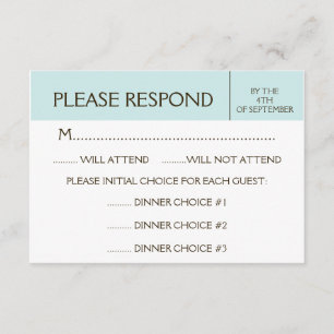 Carte de réponse RSVP générique Pale Blue