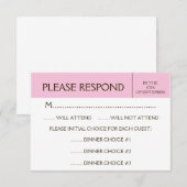 Carte de réponse RSVP générique rose pâle (Devant / Derrière)