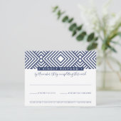 CARTE DE RÉPONSE RSVP géo moderne simple bleu mari (Debout devant)