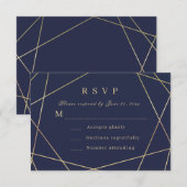 carte de réponse RSVP géométrique marine (Devant / Derrière)