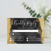 Carte de réponse RSVP Gold Watercolor Mitzvah (Debout devant)