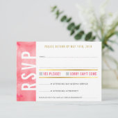 CARTE DE RÉPONSE RSVP gras bloc moderne rose corai (Debout devant)