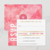 CARTE DE RÉPONSE RSVP gras bloc moderne rose corai (Devant / Derrière)