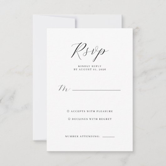 Carte de réponse RSVP Gris Élégant (Devant)