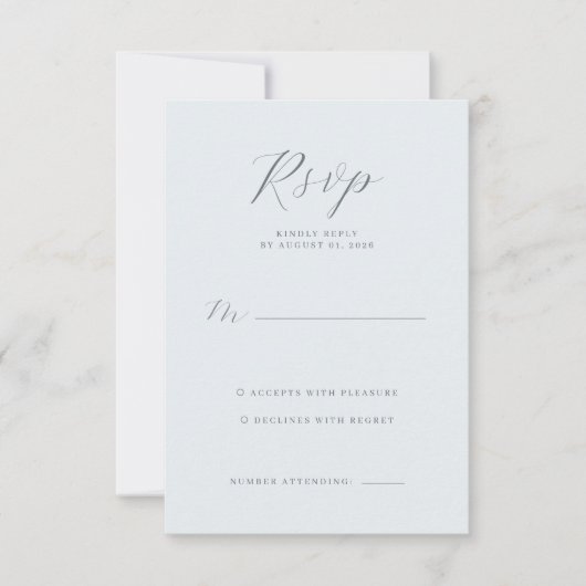 Carte de réponse RSVP grise élégante (Devant)