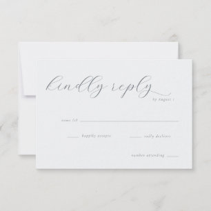Carte de réponse RSVP Grise Élégante