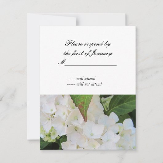 Carte de réponse RSVP Hydrangea blanche (Devant)