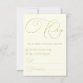 Carte de réponse RSVP Ivory & Gold (Devant)