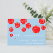 Carte de réponse RSVP Lanternes en papier chinoise (Debout devant)