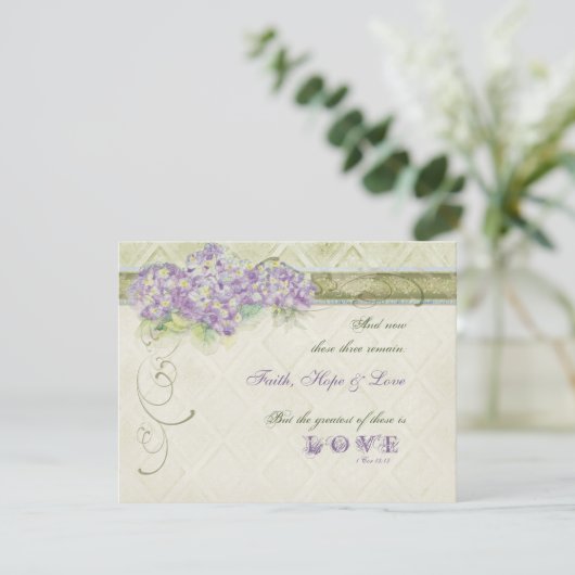 Carte de réponse RSVP Lilac Hydrangea de style vin (Debout devant)