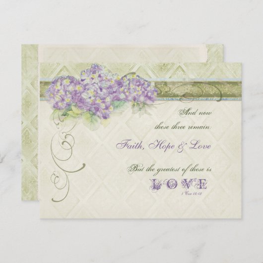 Carte de réponse RSVP Lilac Hydrangea de style vin (Devant / Derrière)