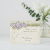 Carte de réponse RSVP Lilac Hydrangea de style vin (Debout devant)