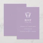 Carte de réponse RSVP lilas violet Monogramme Site (Devant / Derrière)