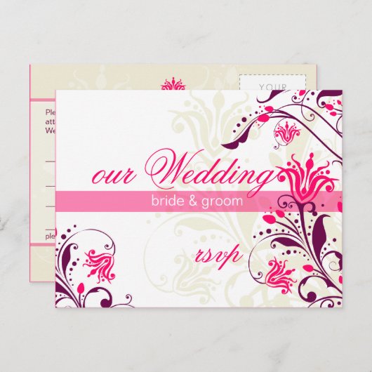 CARTE DE RÉPONSE RSVP :: lily (Devant / Derrière)