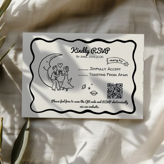 Carte de réponse RSVP Lune Fantaisiste