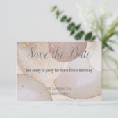 CARTE DE RÉPONSE RSVP LUXE MARBRE BULLE OR SAVE TH (Debout devant)