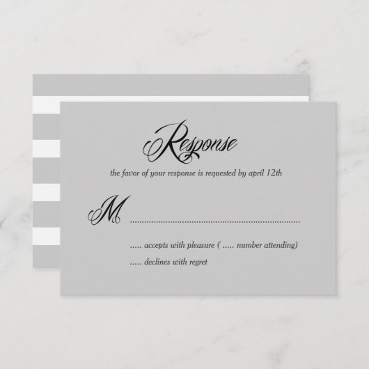 Carte de réponse RSVP/Mariage (Devant / Derrière)
