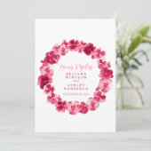 Carte de réponse RSVP mariage à couronne florale (Debout devant)