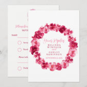 Carte de réponse RSVP mariage à couronne florale (Devant / Derrière)