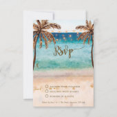 carte de réponse rsvp mariage bohème plage sable (Devant)