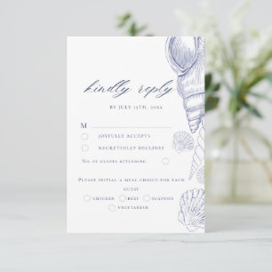 Carte de réponse RSVP mariage côtier coquilles ble