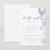 Carte de réponse RSVP mariage côtier coquilles ble (Devant / Derrière)