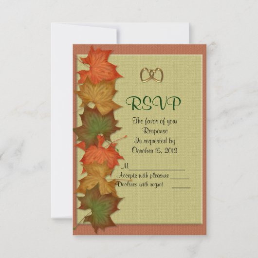 Carte de réponse RSVP mariage de automne (Devant)