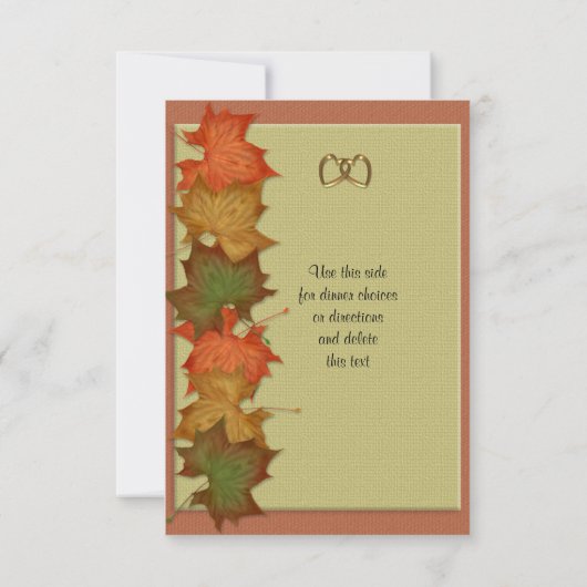 Carte de réponse RSVP mariage de automne (Dos)