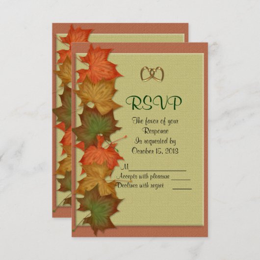 Carte de réponse RSVP mariage de automne (Devant / Derrière)