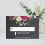 carte de réponse rsvp mariage floral boho (Debout devant)