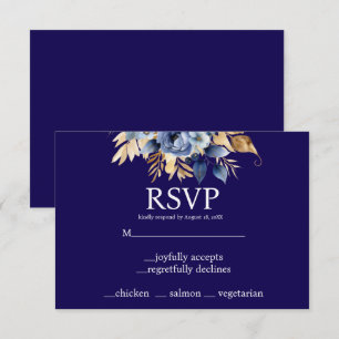 Carte de réponse RSVP Marine Blue and Gold