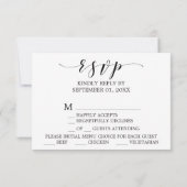 Carte de réponse RSVP Menu Rose Fardé & Or Aquarel (Dos)