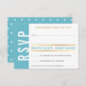 CARTE DE RÉPONSE RSVP mignonne turquoise cœurs bla (Devant / Derrière)