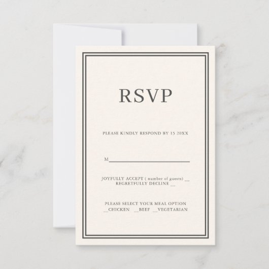 Carte de réponse RSVP minimalisme moderne (Devant)