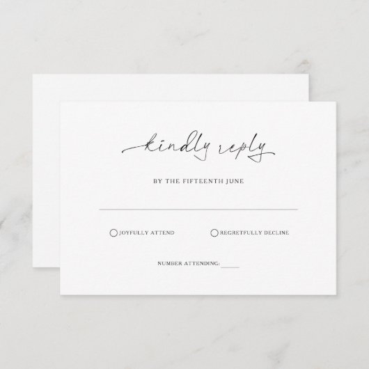 Carte de réponse RSVP minimaliste simple (Devant / Derrière)