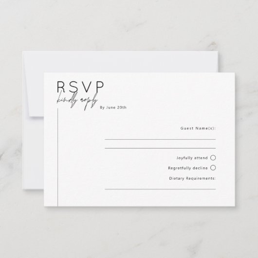 Carte de réponse RSVP minimaliste simple (Devant)