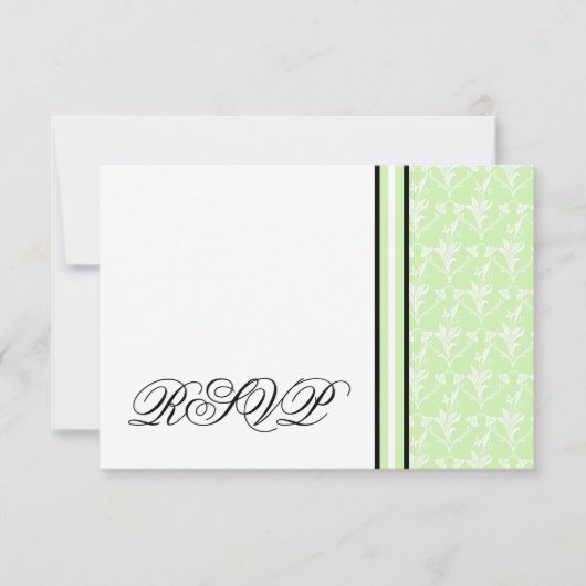Carte de réponse RSVP Mint Green Damask (Devant)