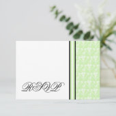 Carte de réponse RSVP Mint Green Damask (Debout devant)
