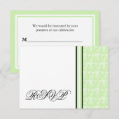 Carte de réponse RSVP Mint Green Damask (Devant / Derrière)