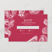 Carte de réponse RSVP Modern Viva Magenta Beach Se (Devant / Derrière)
