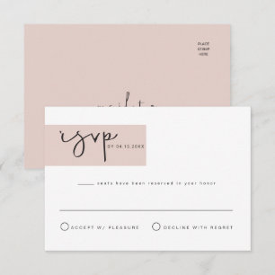 Carte de réponse RSVP moderne couleur rose JALAINE