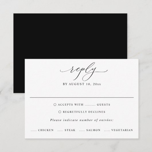 Carte de réponse RSVP moderne et sophistiquée pour (Devant / Derrière)