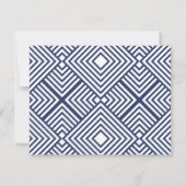 CARTE DE RÉPONSE RSVP moderne géo simple bleu mari (Dos)