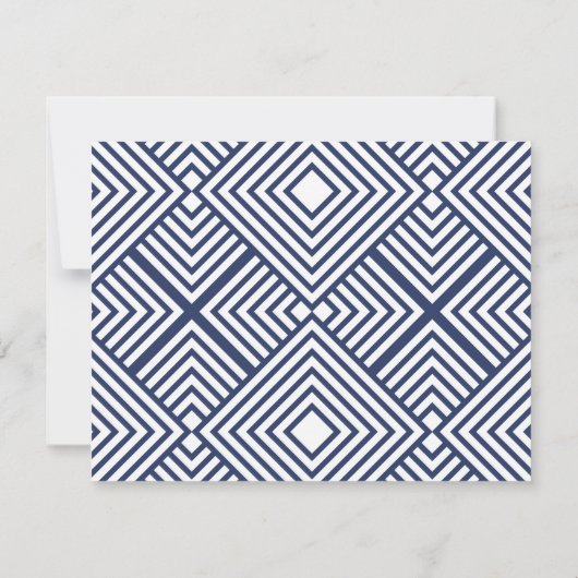 CARTE DE RÉPONSE RSVP moderne géo simple bleu mari (Dos)