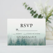 Carte de réponse RSVP Moderne Misty Pines (Debout devant)