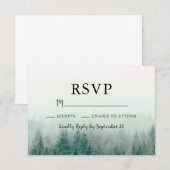 Carte de réponse RSVP Moderne Pins Brumeux (Devant / Derrière)