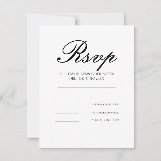 Carte de réponse RSVP moderne propre et élégante e (Devant)